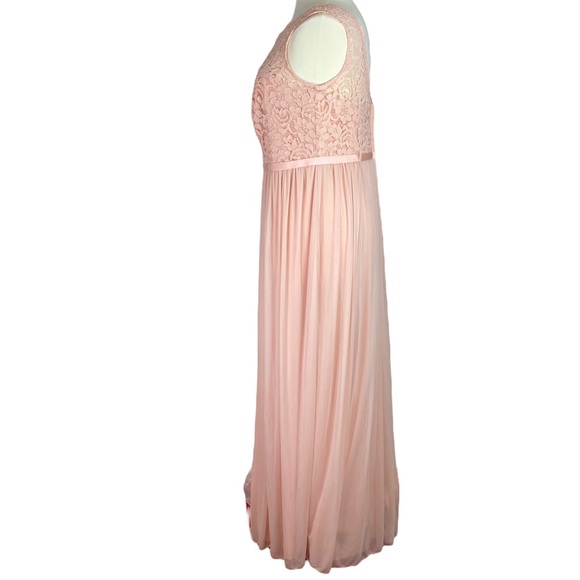 David’s Bridal Bellini Pink Peach Lace Bridesmaid Dress Size 18 - Picture 4 of 11